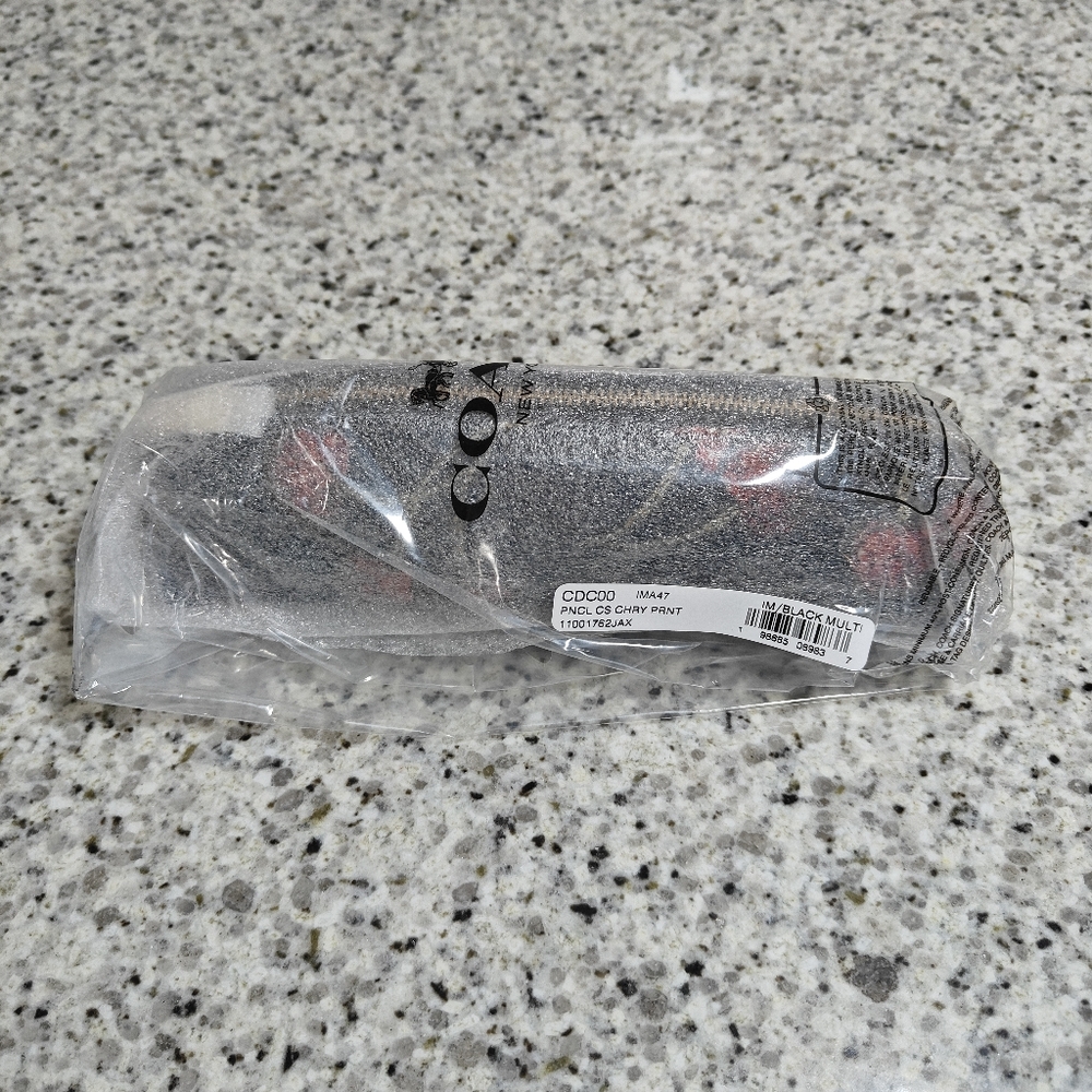 Coach Pencil Case With Cherry Print (Black, red) - Picture 2 of 7